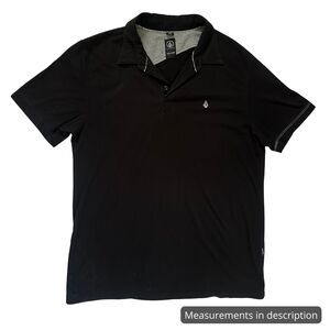 Volcom Wowzer Polo Short Sleeve Shirt Men's Large Black Front Chest Logo